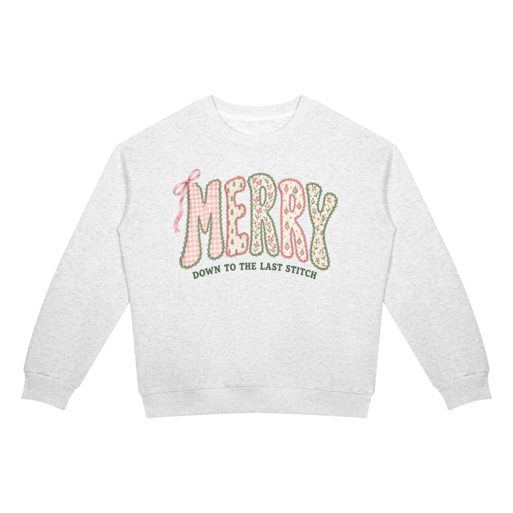 Merry Down to the Last Stitch Unisex Christmas Crewneck Sweatshirt