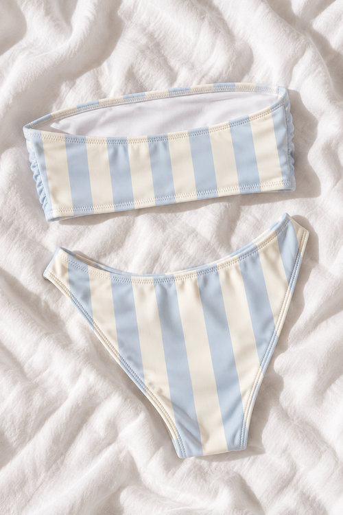 Amalfi Bandeau Bikini Set – Striped Italian Summer Swimsuit