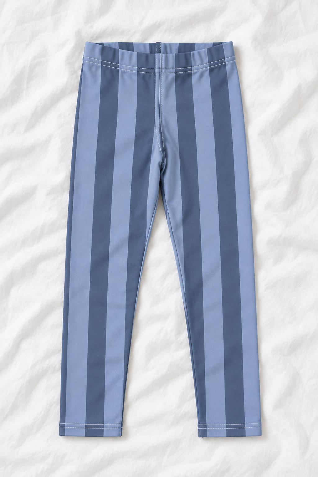 Kids Blue Striped Leggings | Dusty Blue & Navy Vertical Stripe Stretch Leggings | Girls & Boys Everyday Pants