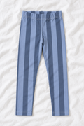 Kids Blue Striped Leggings | Dusty Blue & Navy Vertical Stripe Stretch Leggings | Girls & Boys Everyday Pants