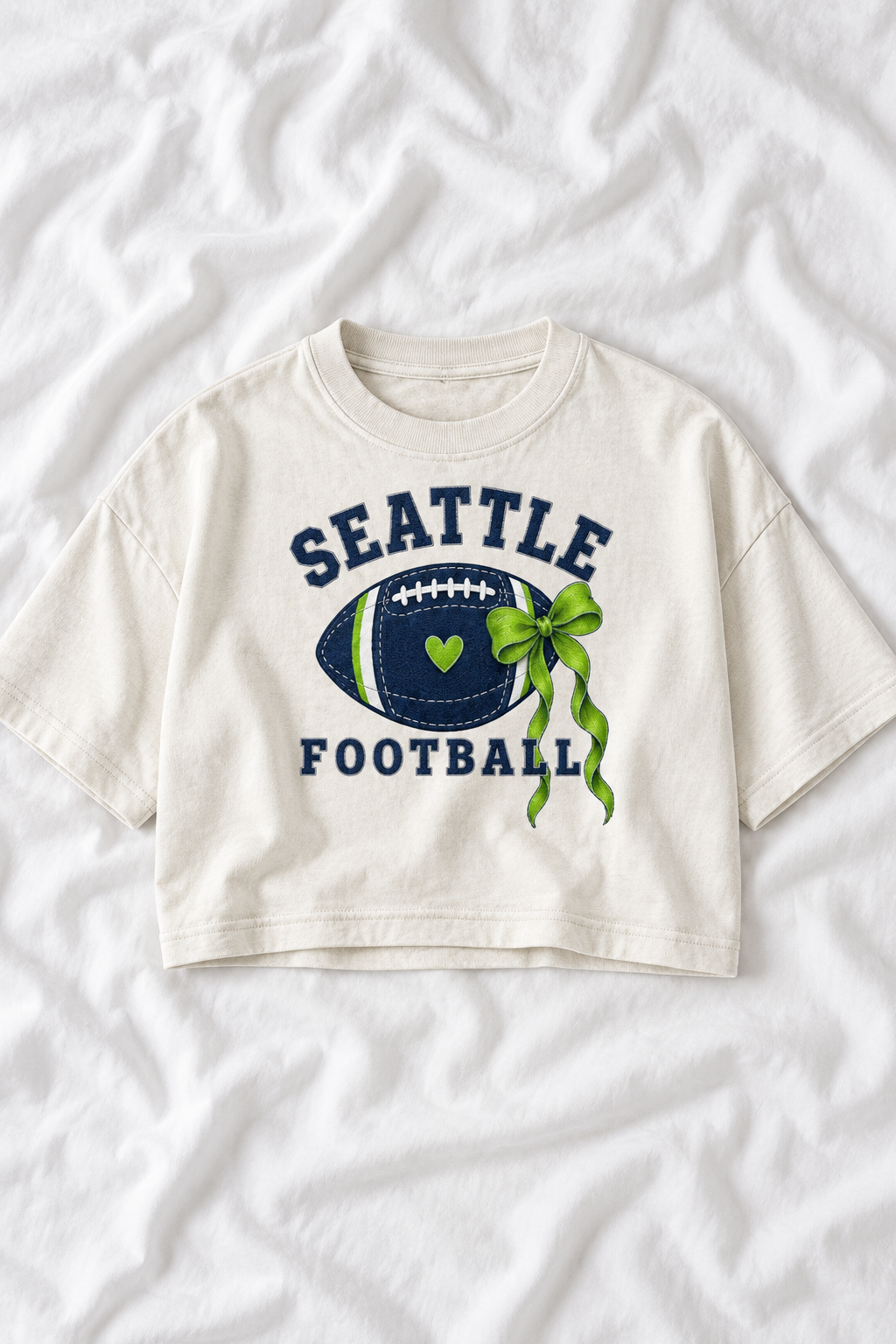 Seattle Football Oversized Cropped Graphic Tee – Women’s Game Day T-Shirt