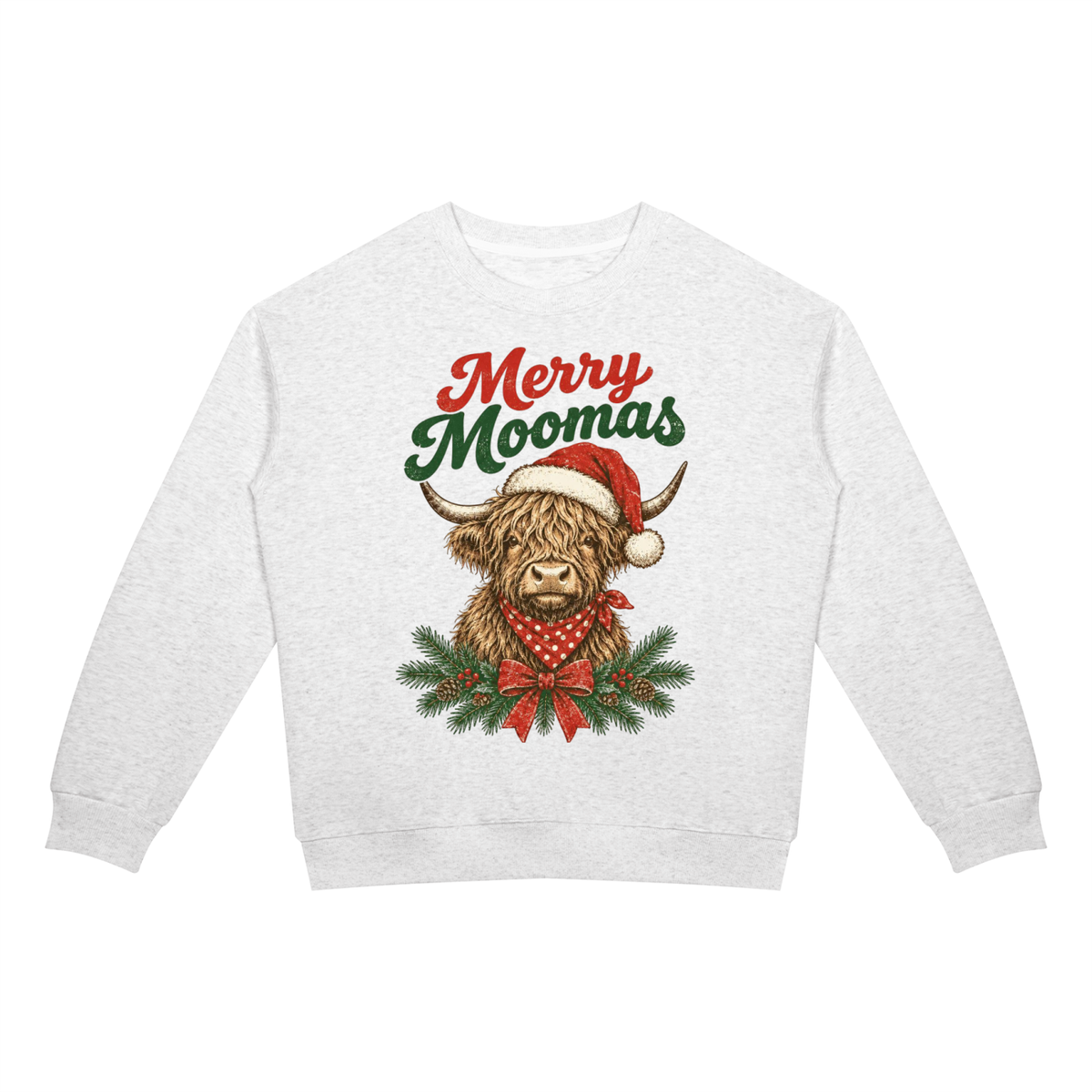 Merry Moomas Unisex Christmas Crewneck Sweatshirt | Highland Cow