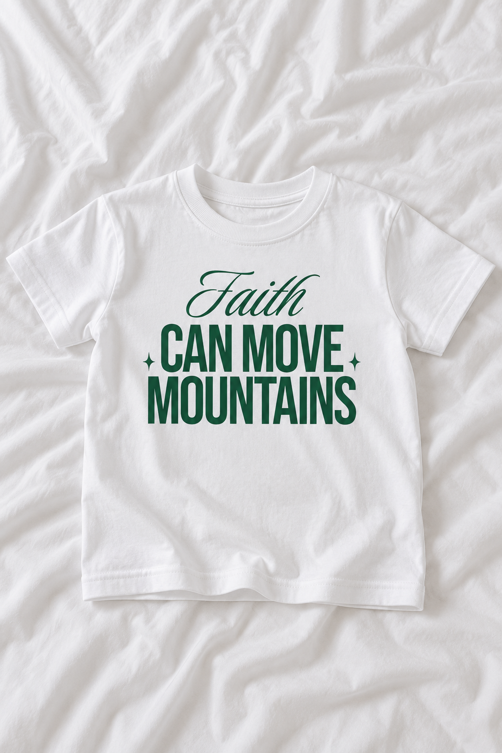 Kids Faith Can Move Mountains T-Shirt | Inspirational Christian Graphic Tee | Religious Kids Shirt