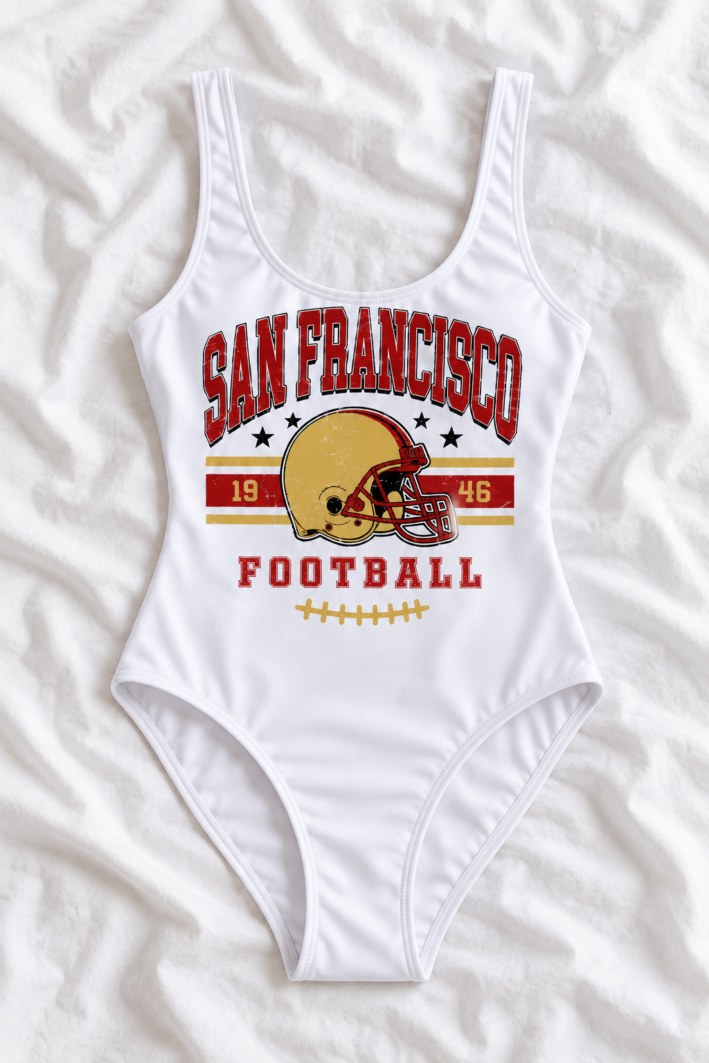 San Francisco Football One-Piece Swimsuit – Women’s Game Day Swimwear