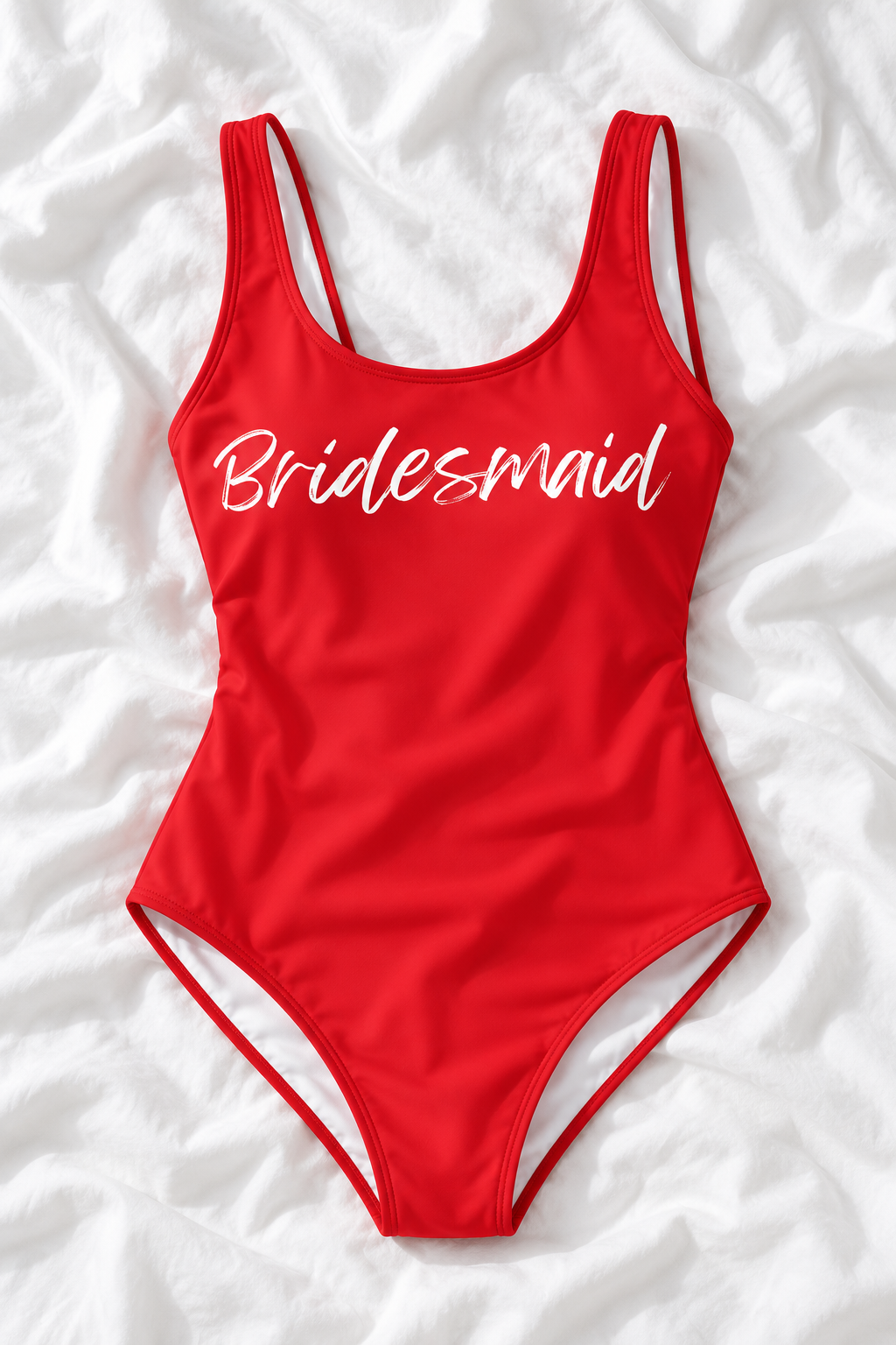 Bridesmaid Red One-Piece Swimsuit – Women’s Bachelorette Party Swimwear