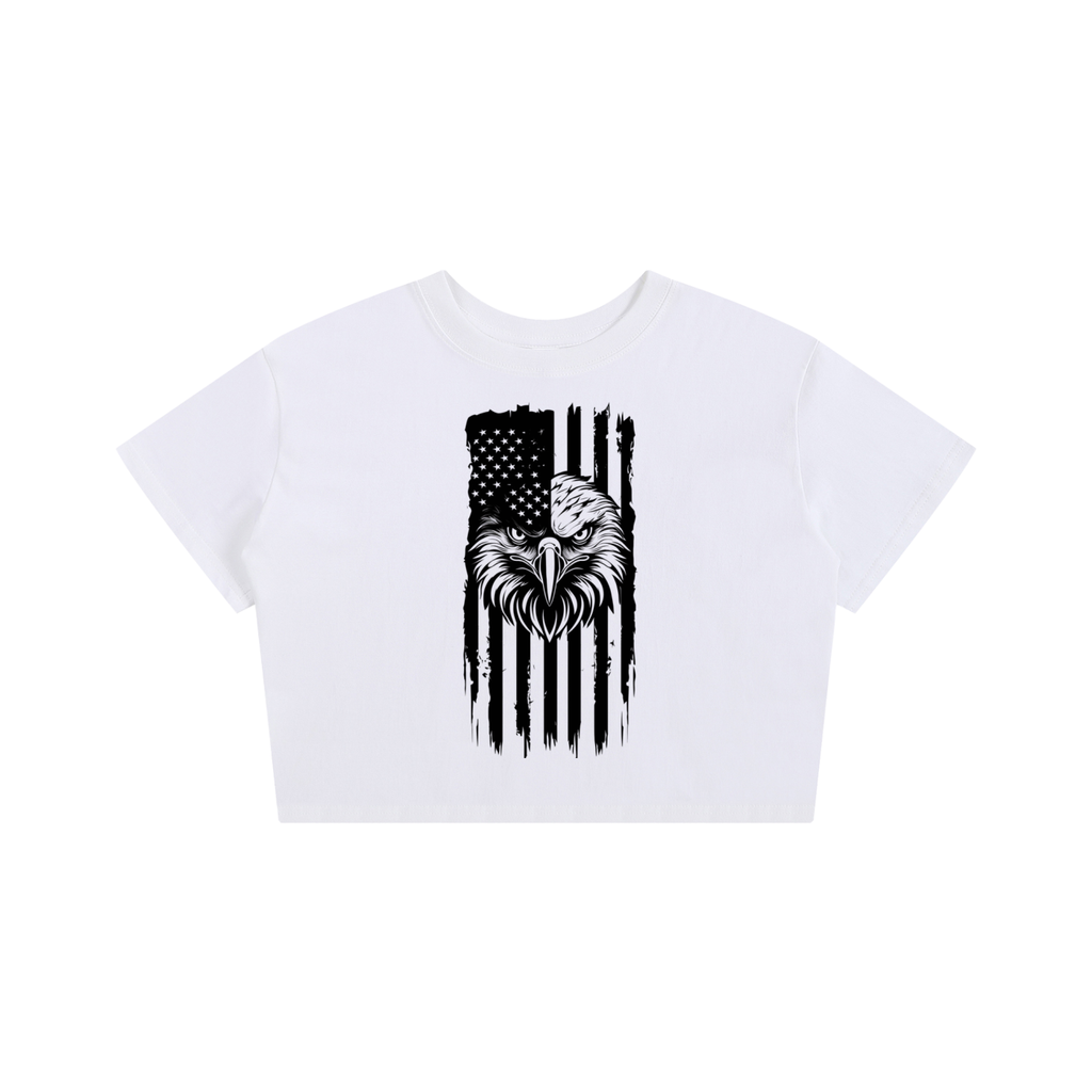 American Eagle Women's Baby Crop Tee | Patriotic Cotton Crop Top