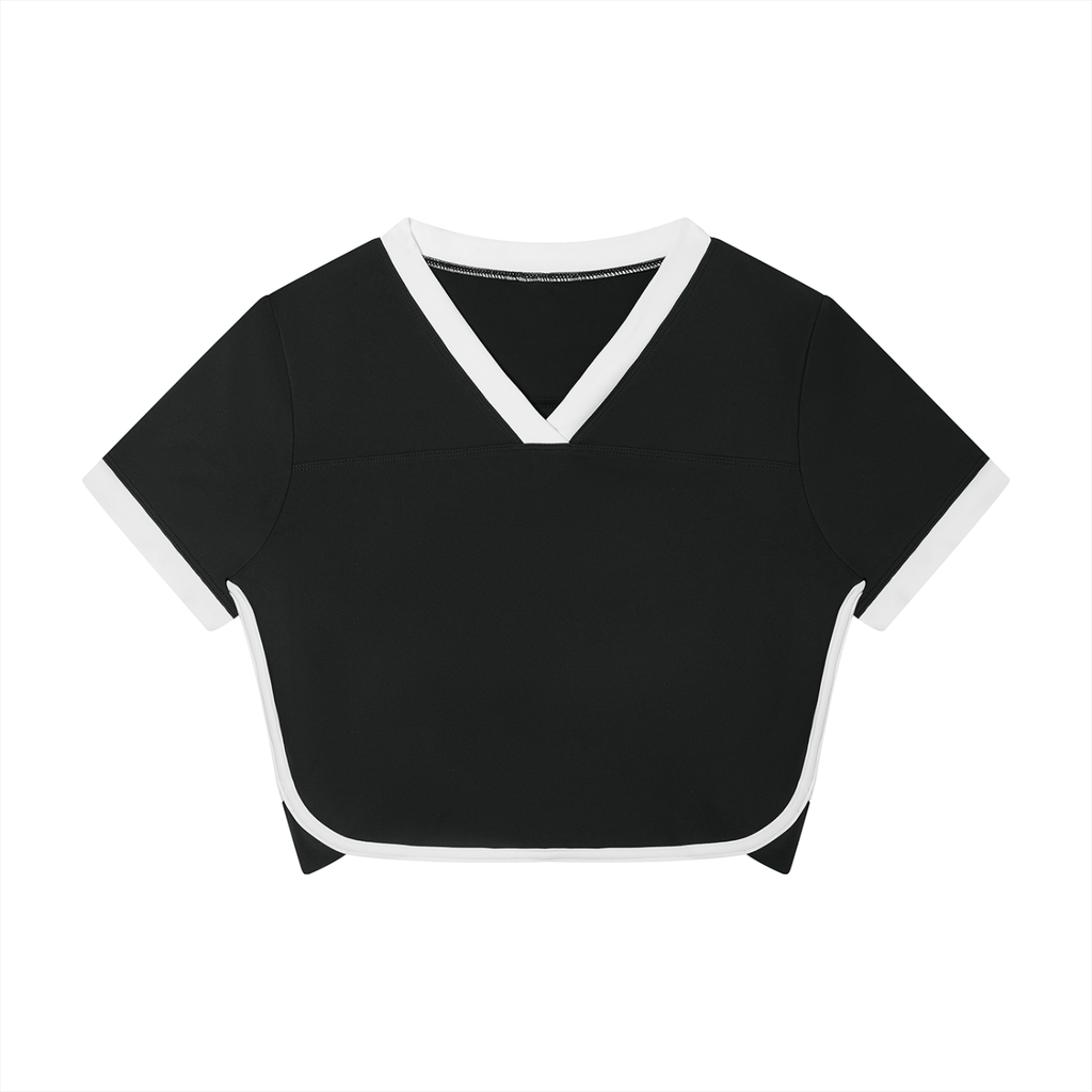 Women's Color Block Performance Crop T-Shirt | Athletic Workout Activewear Top