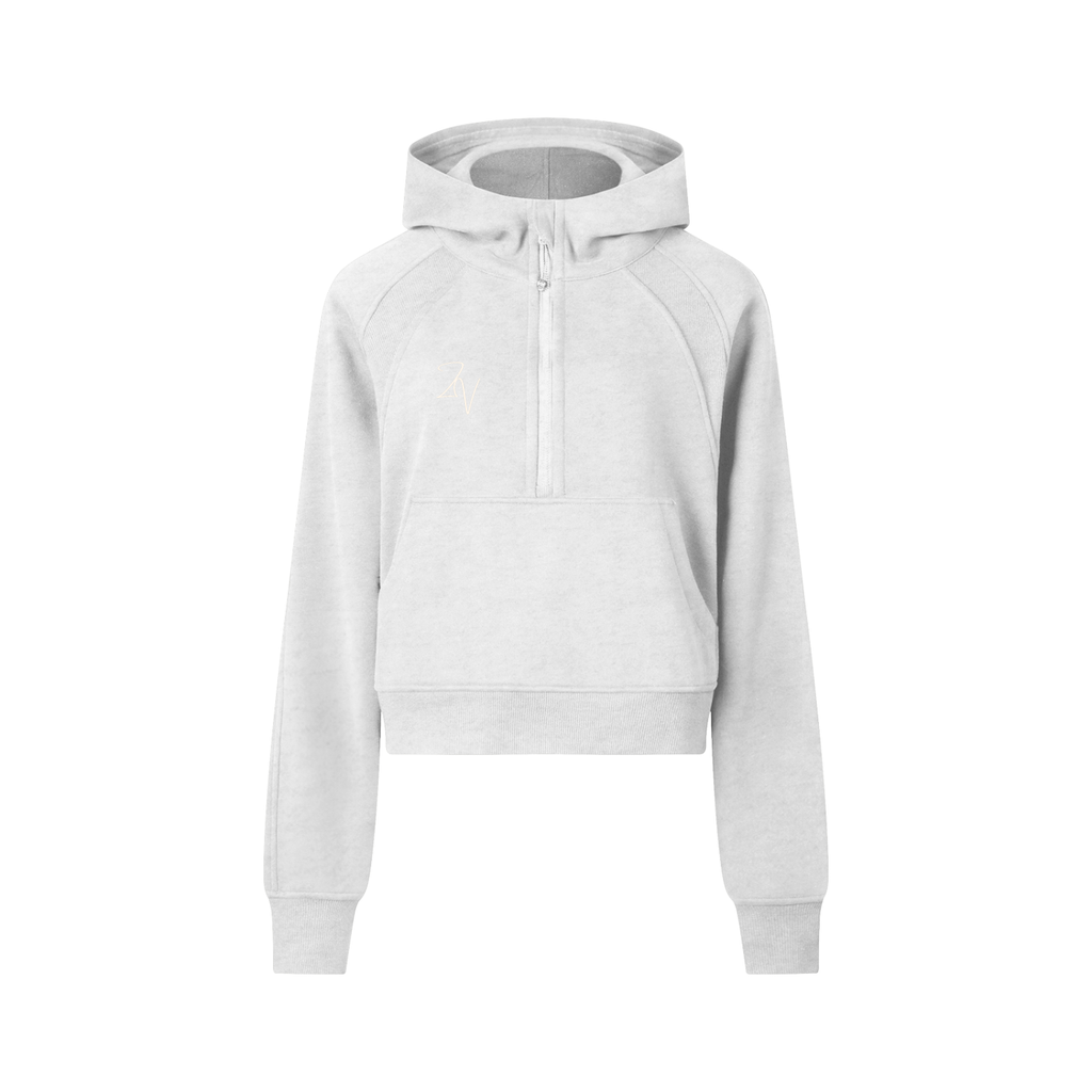 Women's Cropped Half-Zip Hoodie | Lightweight Athletic Pullover Sweatshirt