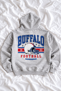 Vintage Buffalo Football Oversized Hoodie | Retro Game Day Graphic Sweatshirt | Royal Blue & Red Football Pullover