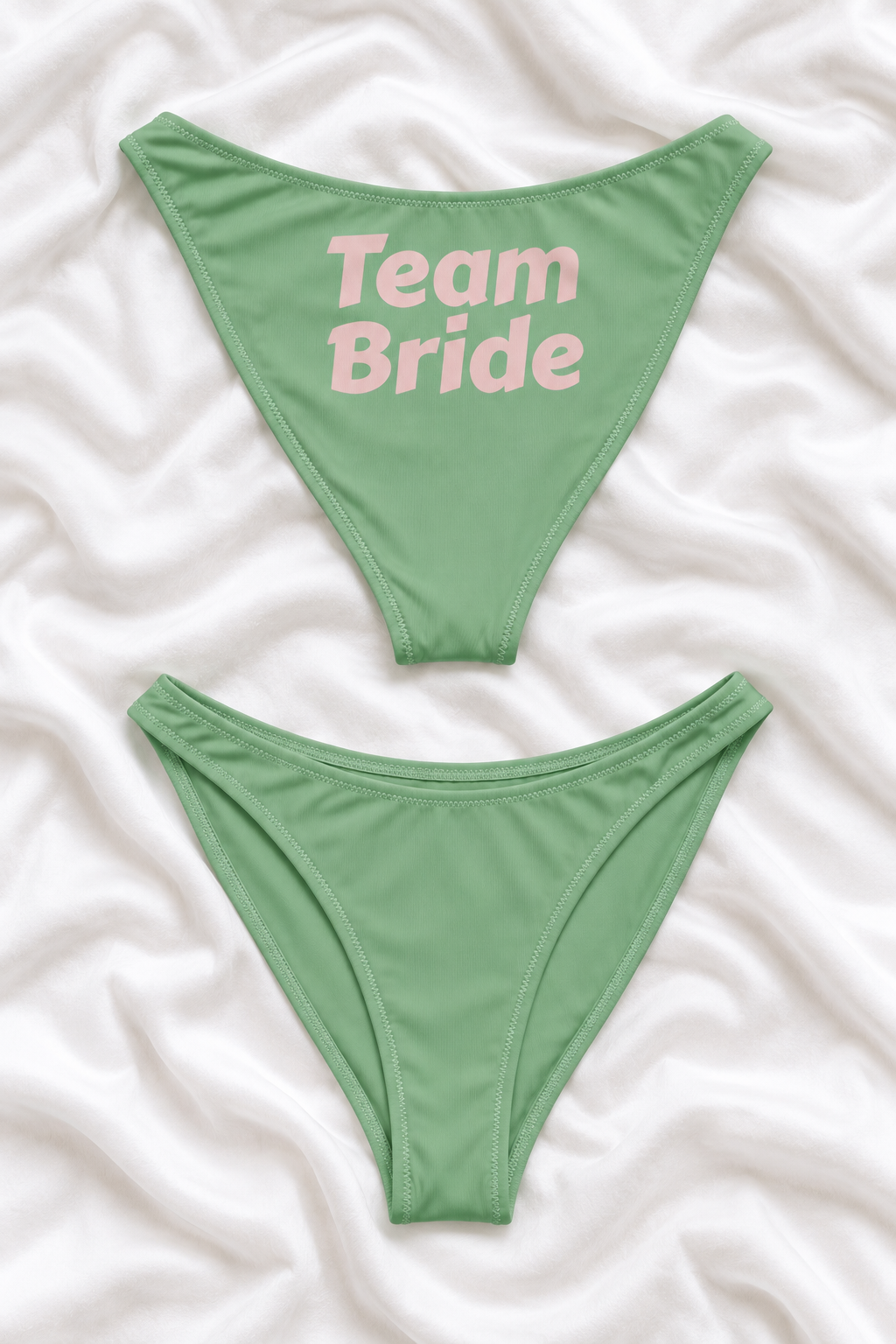 Team Bride Green V Cut Bikini Bottoms | Bachelorette Swimwear