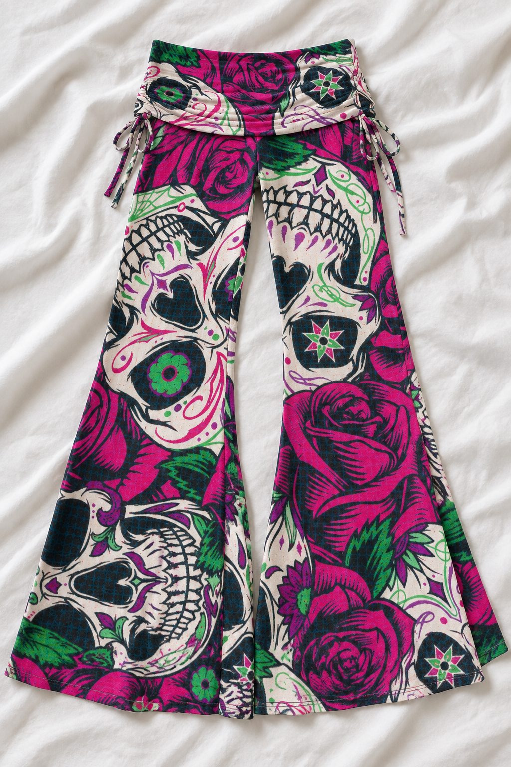 Halloween Stamp Print Wide Leg Pants – Spooky Fall Women’s Pants