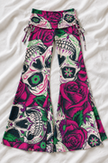 Halloween Stamp Print Wide Leg Pants – Spooky Fall Women’s Pants
