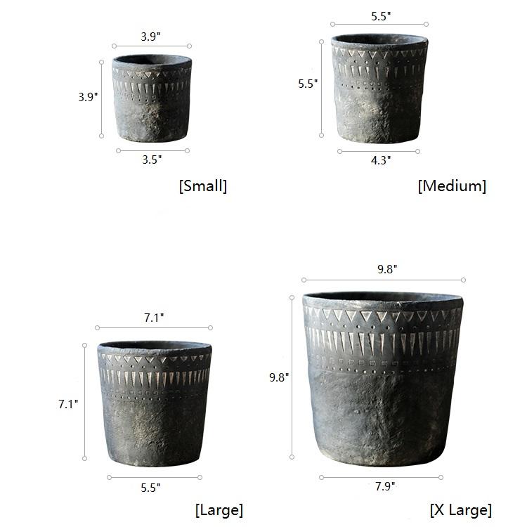 Black Textured Cement Planter Pot