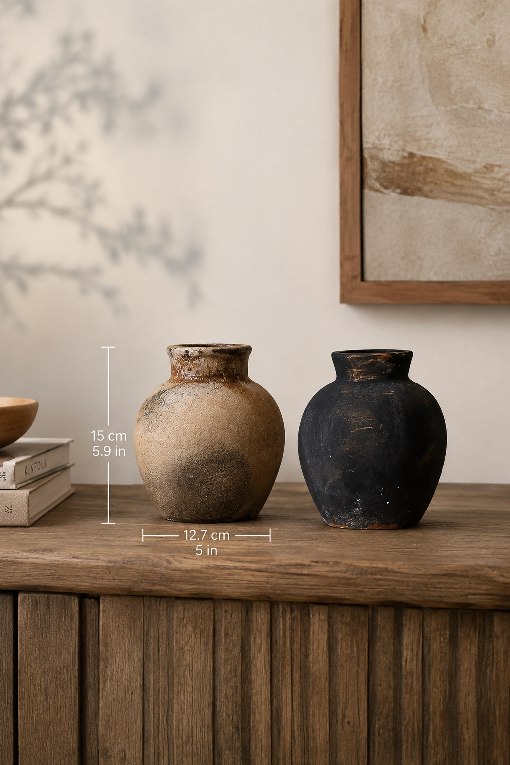 Rustic Wabi Sabi Ceramic Vase – Vintage Textured Decorative Vase
