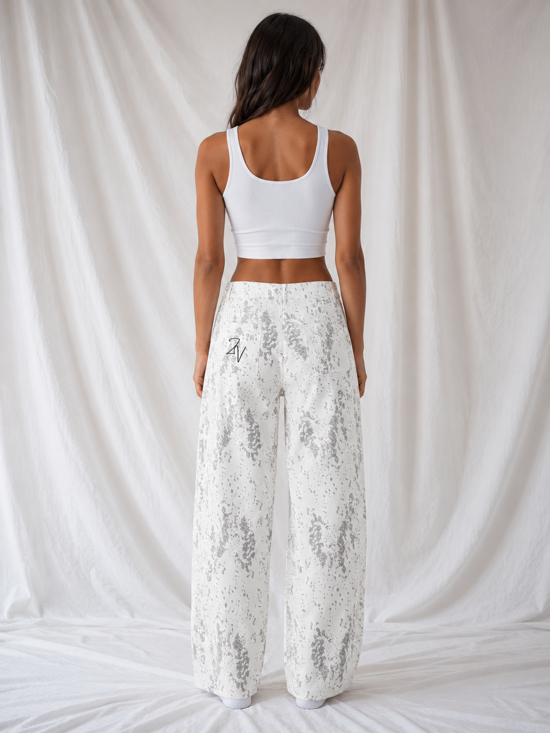 Women's Splatter Barrel Leg Jeans
