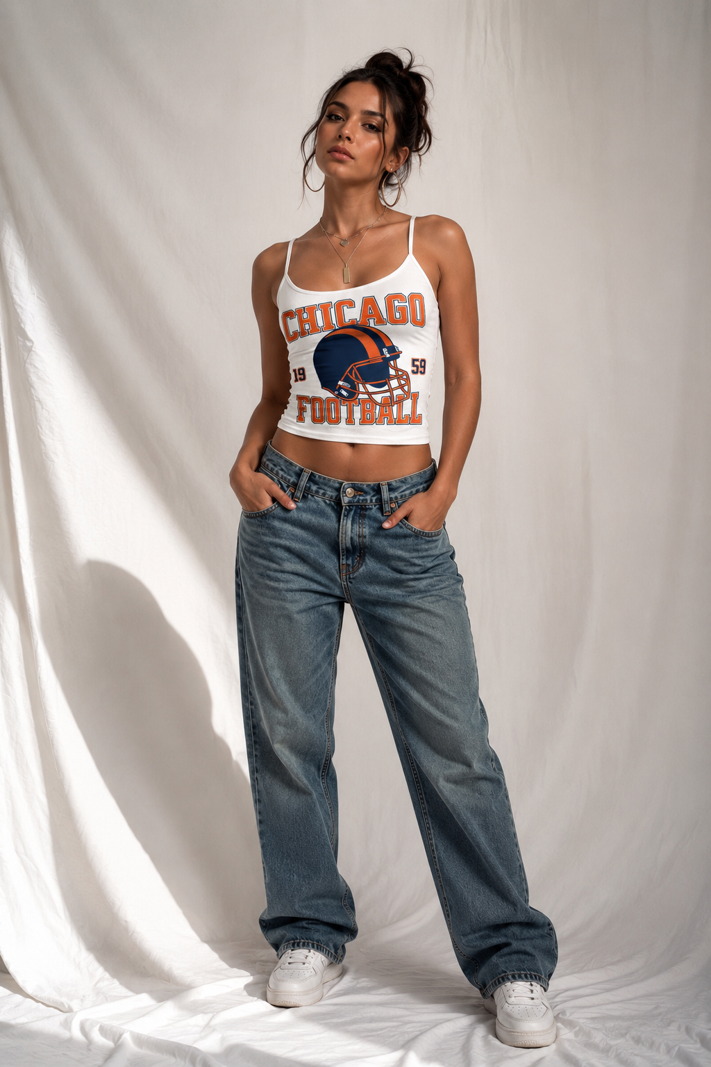 Chicago Cropped Tank Top, Football Game Day Crop Top, Women’s Tailgate Tank, Football Season Outfit