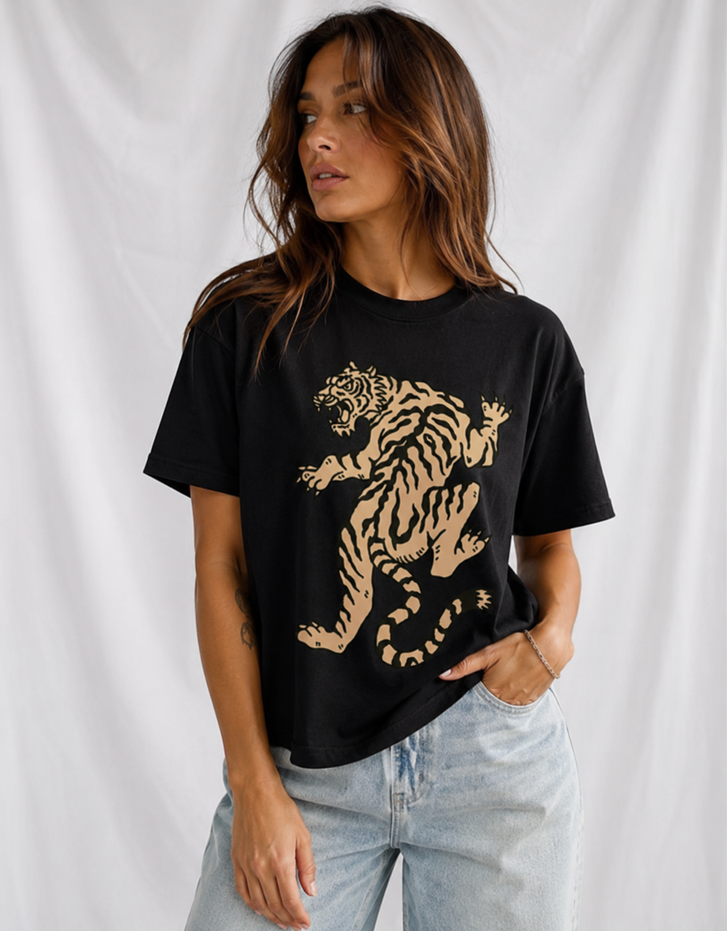 Tiger Women's Graphic Tee | 100% Cotton Wildlife Graphic Shirt