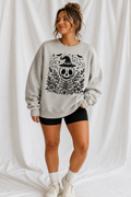 Vintage Wash Witchy Skeleton Graphic Unisex Crewneck Sweatshirt