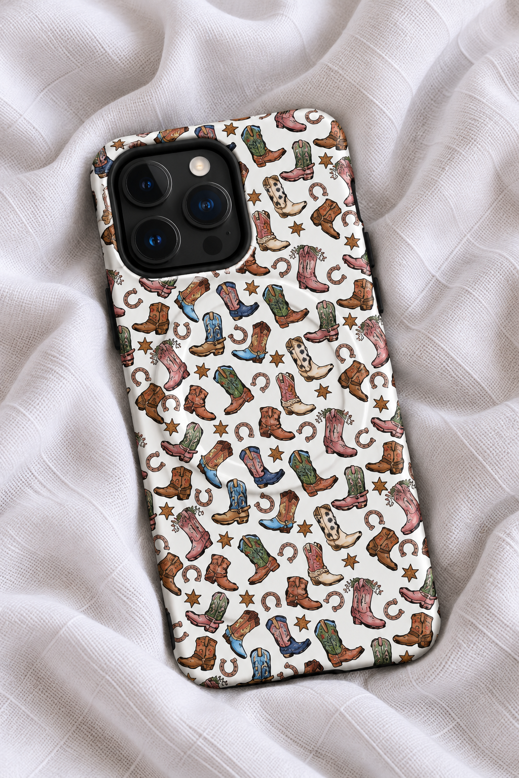 Western Cowgirl Boots MagSafe Tough iPhone Case | Colorful Cowboy Boots Phone Cover