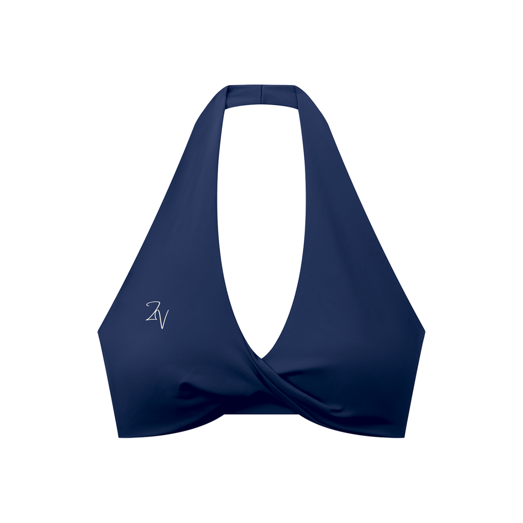 Women's Pleated Halter Sports Bra | Built-In Padded Athletic Workout Bra