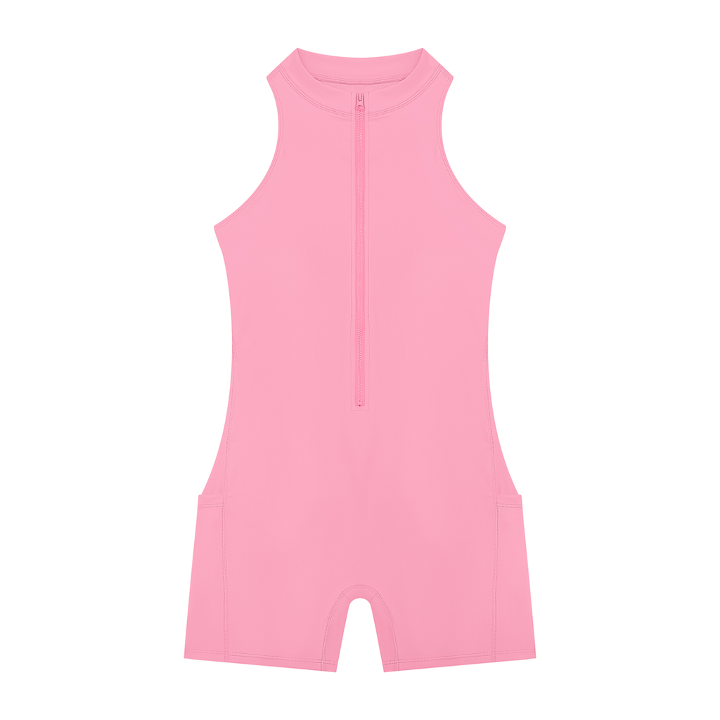 Women's Quarter-Zip Romper | Athletic One-Piece Activewear