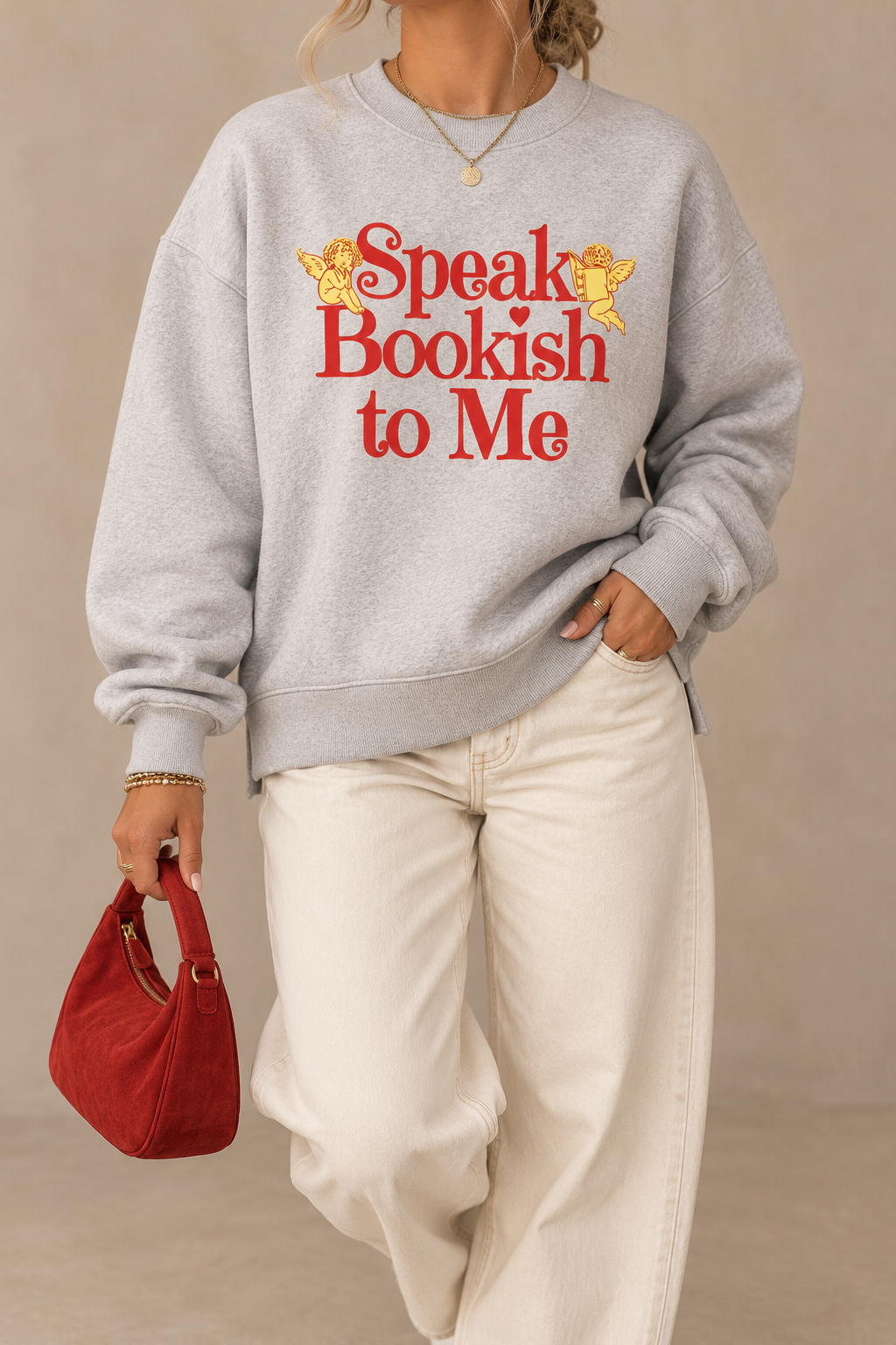 Speak Bookish to Me Sweatshirt – Cute Book Lover Graphic Fleece Crewneck