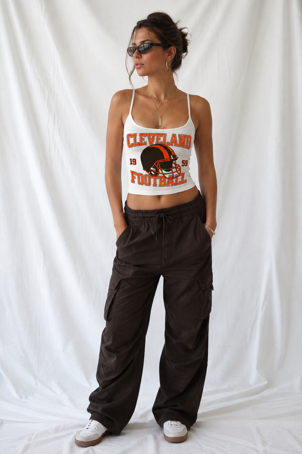 Cleveland Cropped Tank Top, Football Game Day Crop Top, Women’s Tailgate Tank, Football Season Outfi