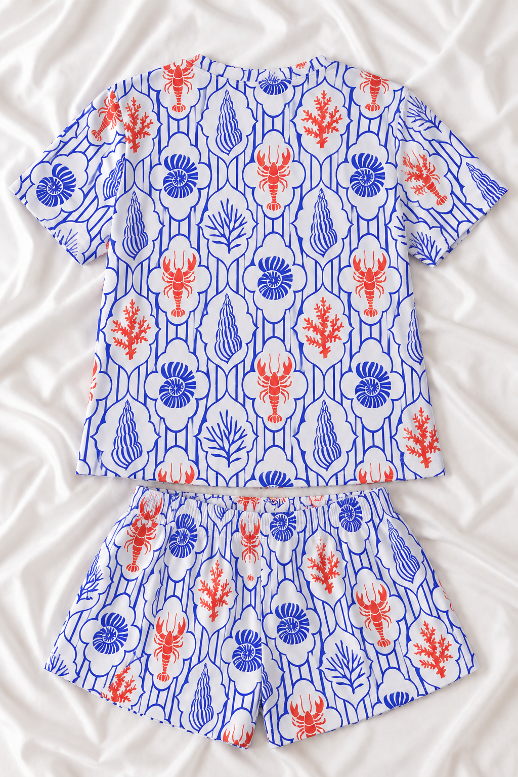 Lobster Print Soft Touch Pajama Set – Women’s Shorts & Top Sleepwear