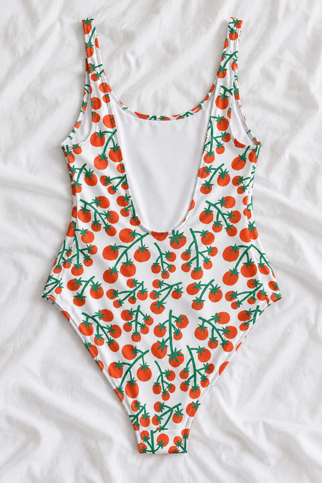 Tomato Girl Summer One-Piece Swimsuit | Red Tomato Print Bathing Suit | Italian Summer Mediterranean Swimwear