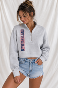 New England Football Cropped Quarter-Zip Sweatshirt – Women’s Game Day Pullover