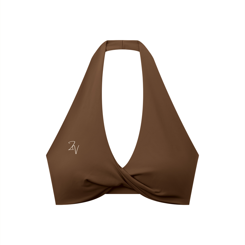 Women's Pleated Halter Sports Bra | Built-In Padded Athletic Workout Bra