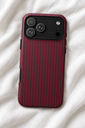 Burgundy Striped Tough iPhone Case – Dark Red & Wine Minimalist Phone Cover