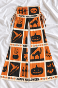 Halloween Stamp Print Wide Leg Pants – Spooky Fall Women’s Pants