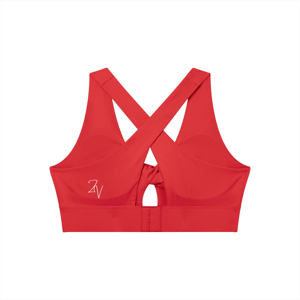 Women's Twist Front V-Neck Sports Bra | Built-In Padded Athletic Workout Bra