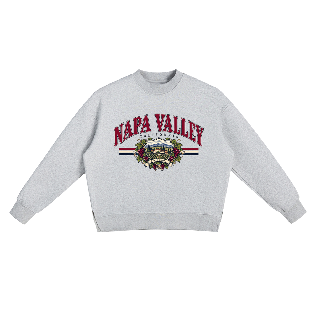 Napa Valley California Vintage Graphic Fleece Side Slit Crewneck Sweatshirt – Wine Country Aesthetic