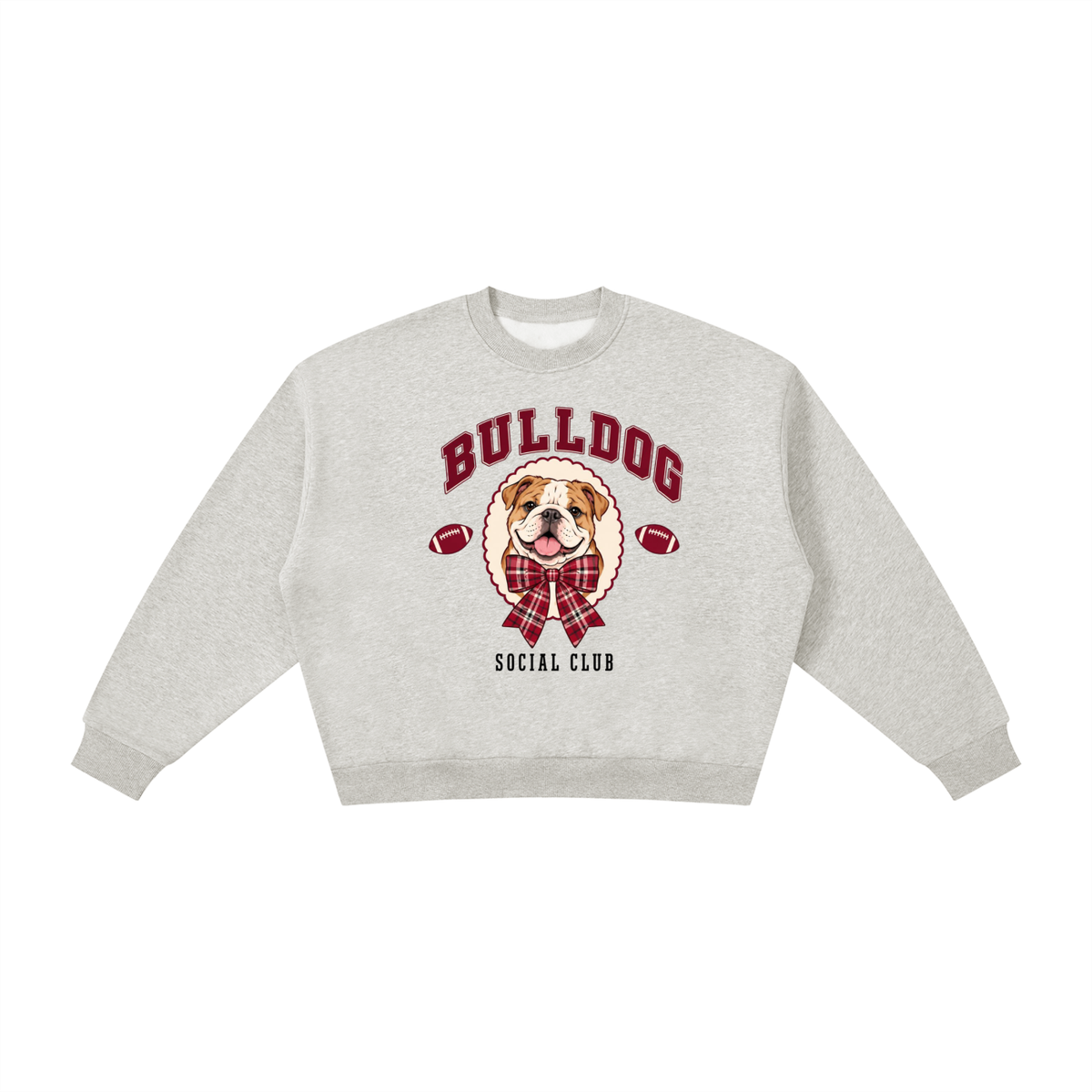 Bulldog Social Club Graphic Sweatshirt – Cute Football Fleece Crewneck