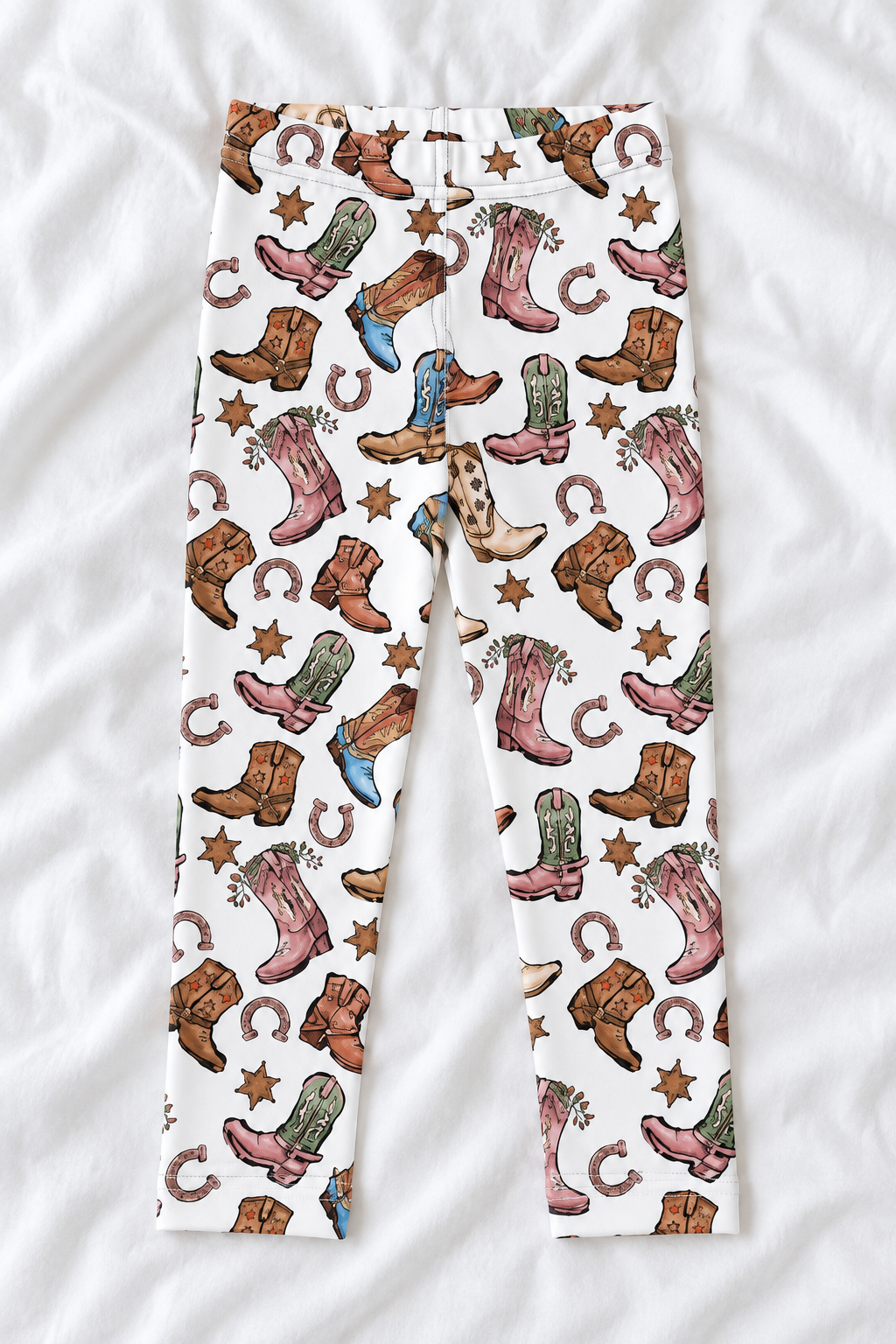 Kids Western Cowboy Boot Leggings | Colorful Cowgirl Print Stretch Leggings | Girls Western Outfit