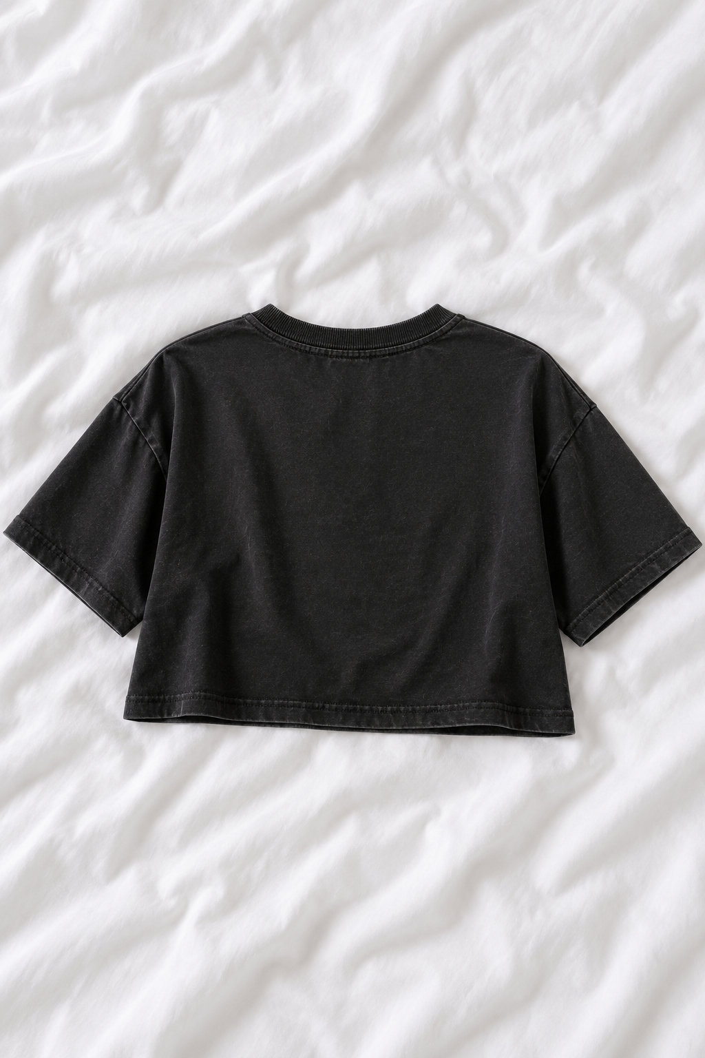 Bad Witch Skeleton Snow Washed Raw Edge Crop Top