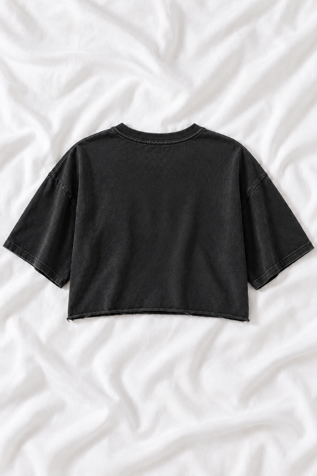 Trick or Treat Snow Washed Raw Edge Halloween Crop Top