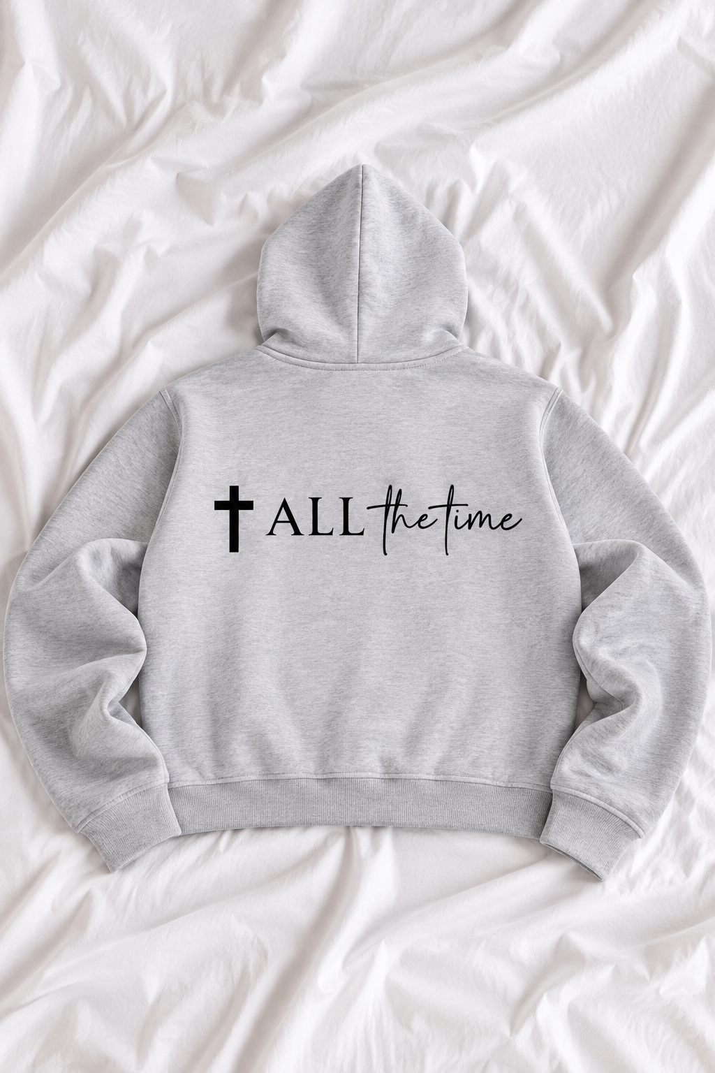 All the Time Christian Oversized Hoodie | Minimalist Cross Faith Sweatshirt | Inspirational Religious Fleece Boxy Hoodie