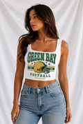 Green Bay Square Neck Crop Tank Top, Football Game Day Top, Women’s Tailgate Shirt, Football Season