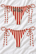 Wifey Red & White Striped Tie-Side Bikini Bottoms