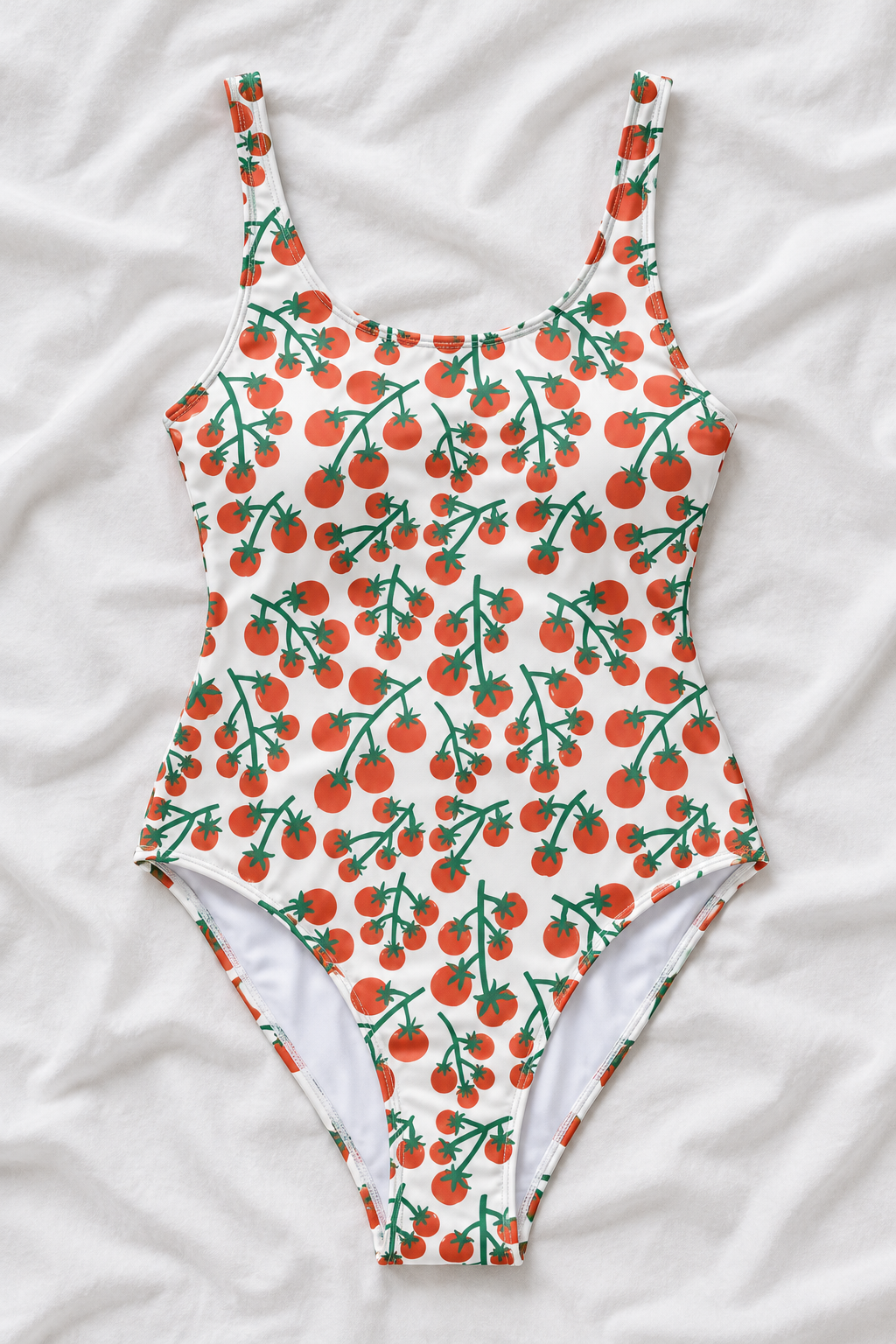Tomato Girl Summer One-Piece Swimsuit | Red Tomato Print Bathing Suit | Italian Summer Mediterranean Swimwear