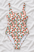 Tomato Girl Summer One-Piece Swimsuit | Red Tomato Print Bathing Suit | Italian Summer Mediterranean Swimwear