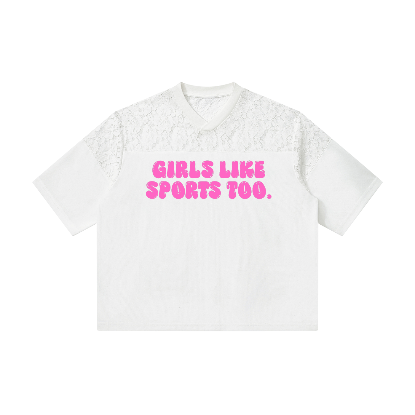 Girls Like Sports Too Lace Jersey Tee | Women's Football Game Day Shirt