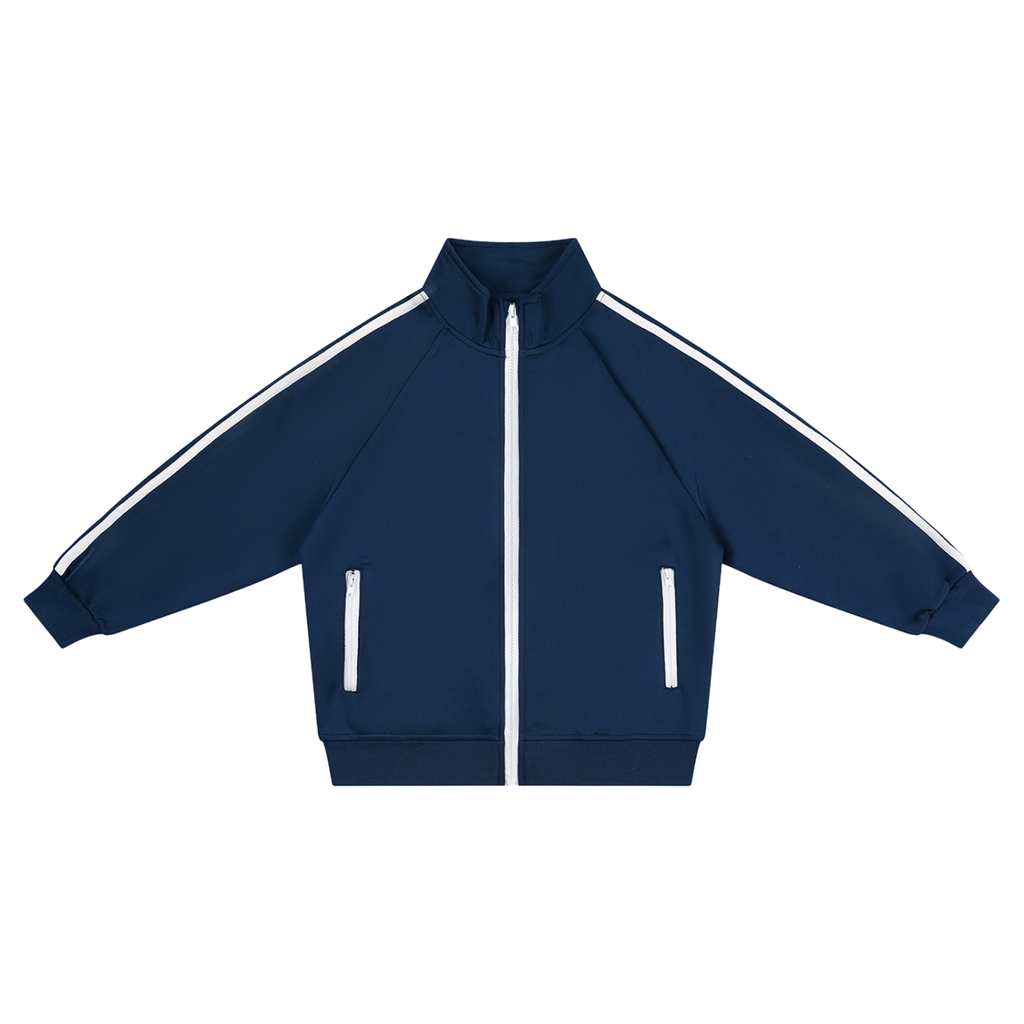 Kids Contrast Tape Track Jacket | Lightweight Zip-Up Athletic Jacket
