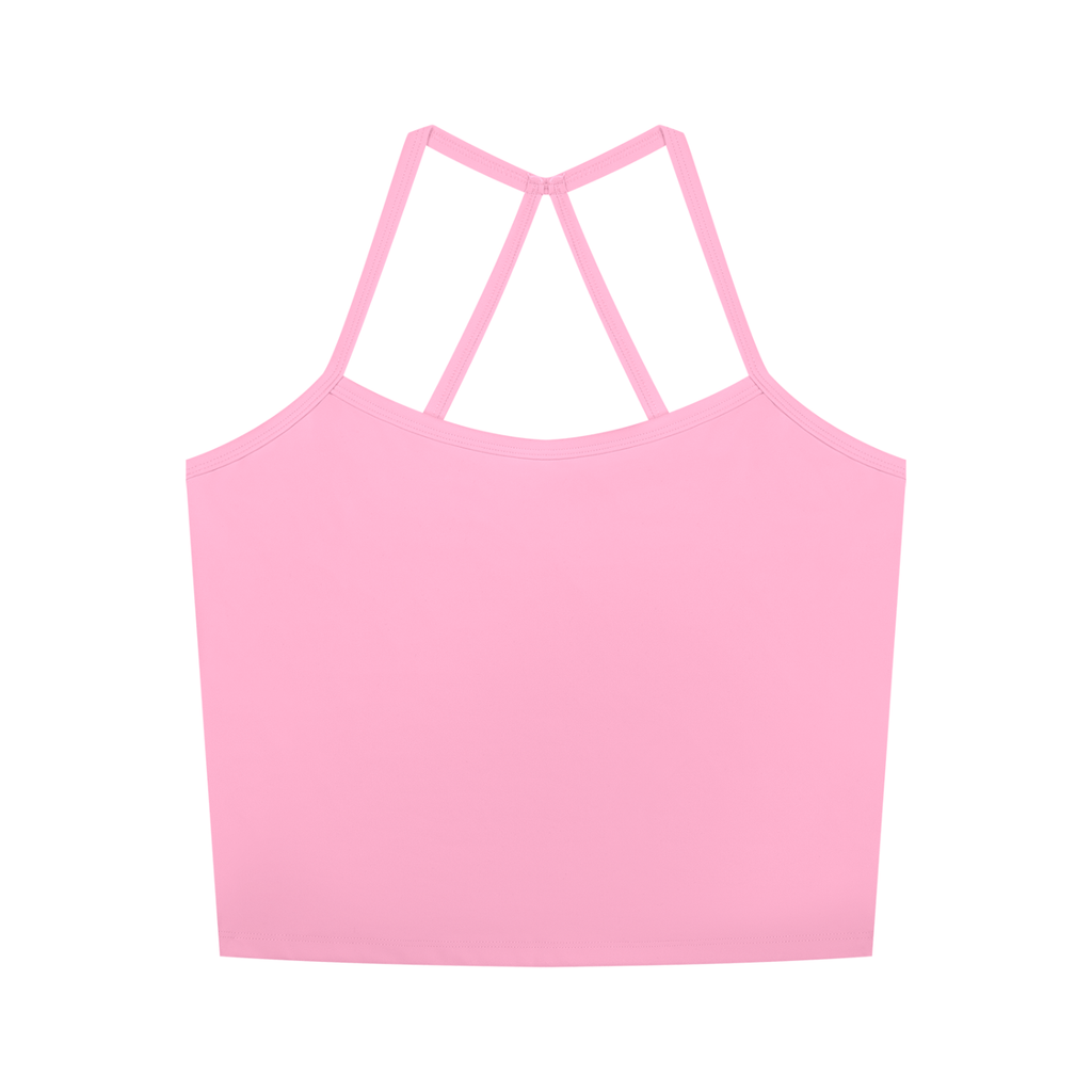 Women's Cross Back Active Crop Tank | Built-In Padded Workout Top