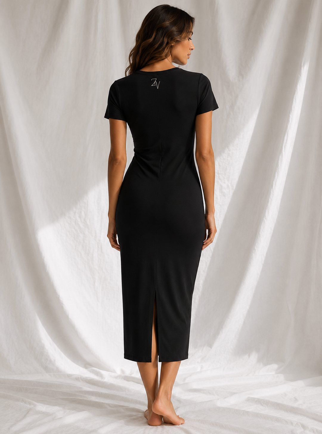Women's V-Neck Short Sleeve Maxi Dress | Fitted Casual Maxi Dress