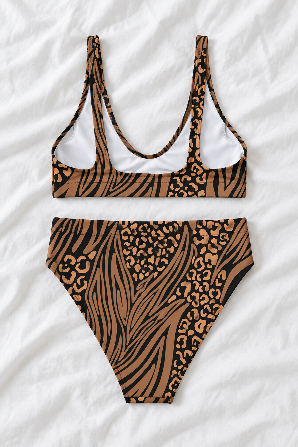 Animal Print High-Waisted Two-Piece Bikini – Women’s Printed Swimsuit