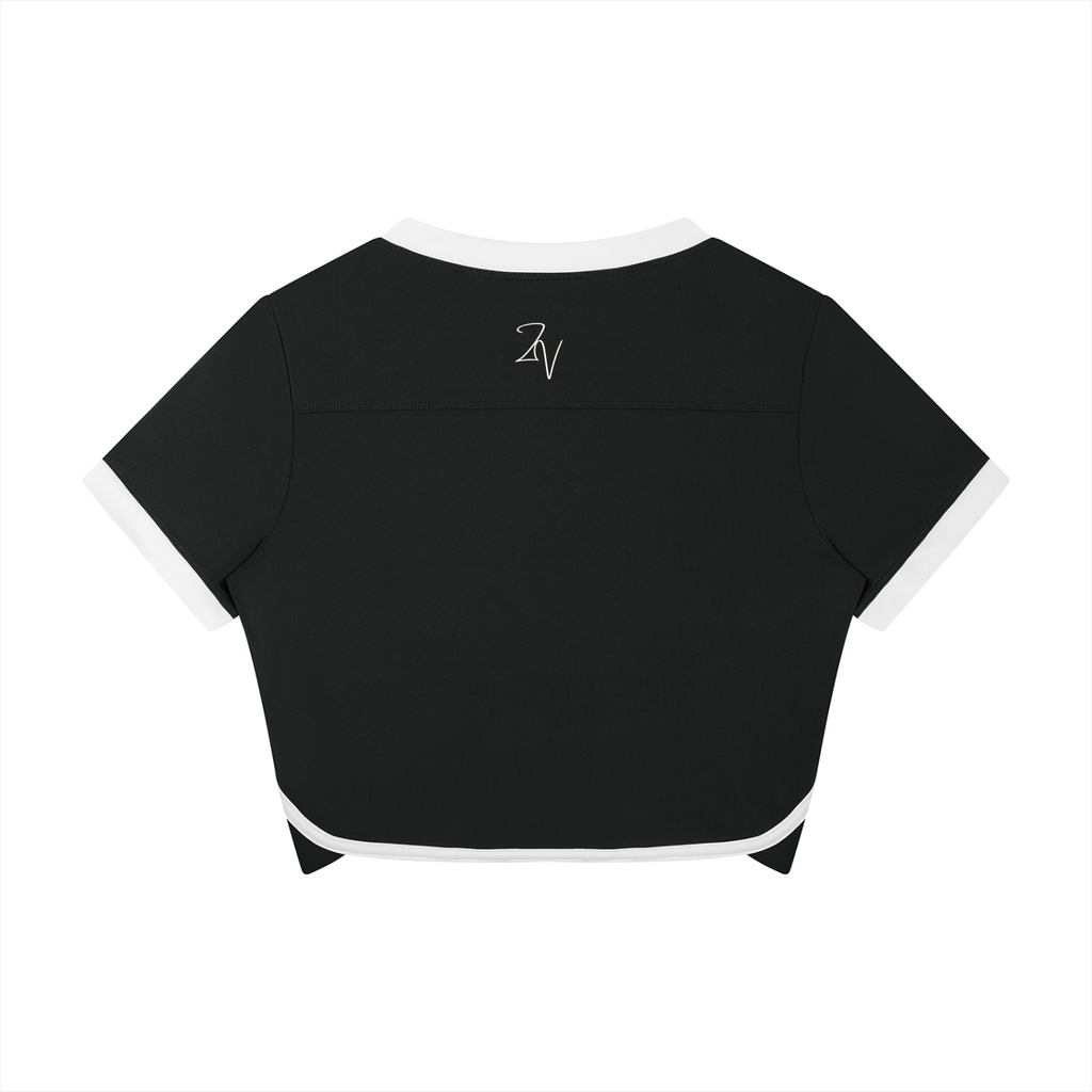 Women's Color Block Performance Crop T-Shirt | Athletic Workout Activewear Top
